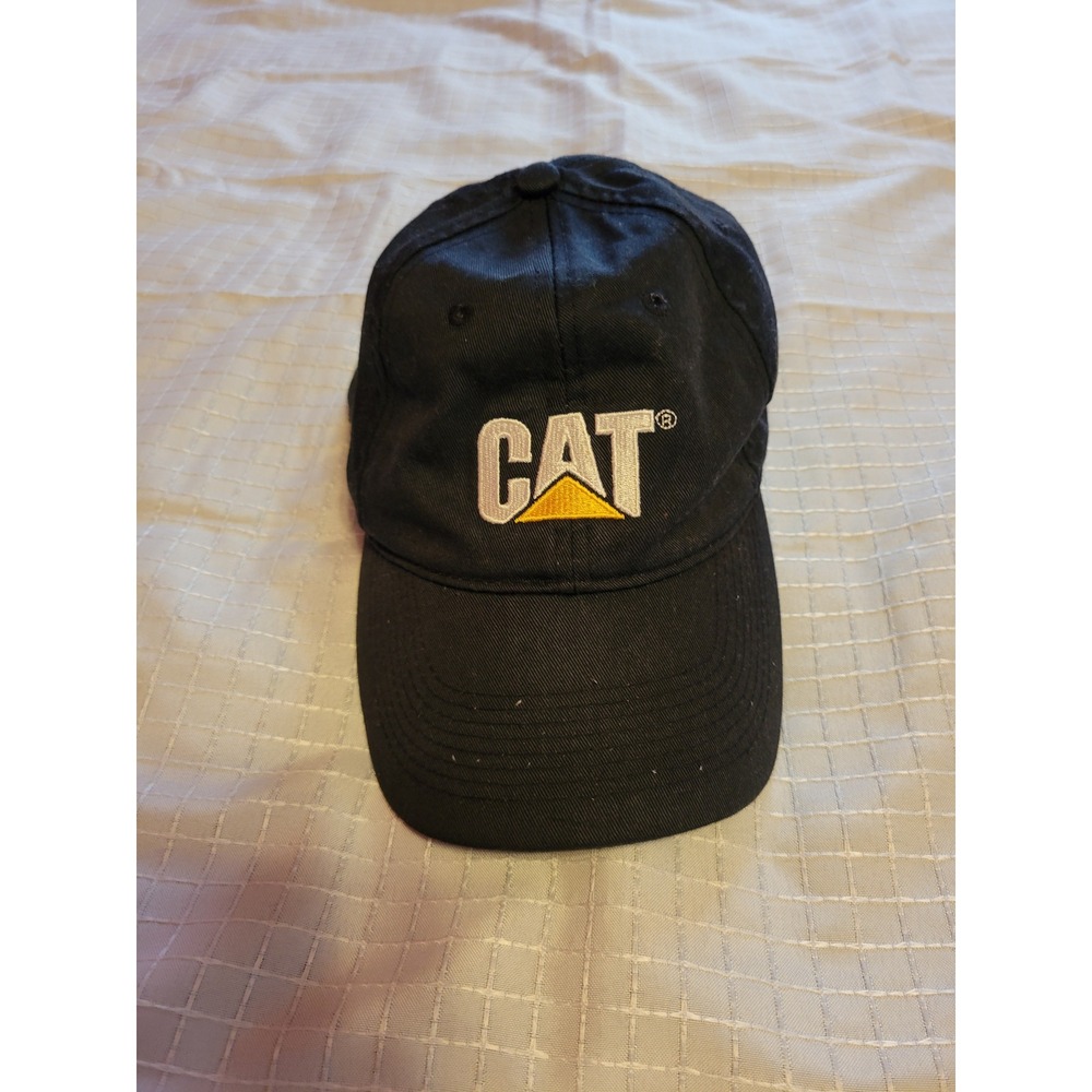 Caterpillar CAT Logo Baseball Cap Black Adjustable Strapback Dad Hat Workwear